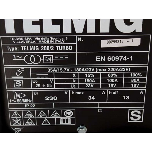 TELWIN TELMIG 200/2 MIG-MAG Welding Machine