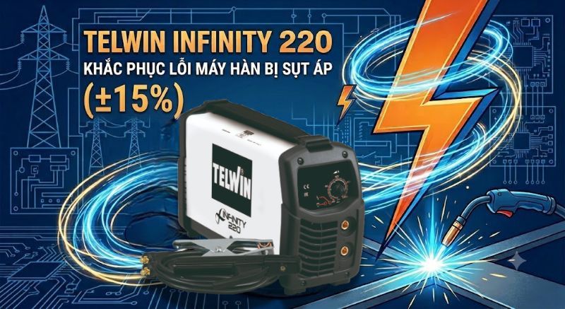 Telwin Infinity 220 Khắc Phục Lỗi Máy Hàn Bị Sụt Áp Nhờ Công Nghệ Tự Bù Áp Đỉnh Cao