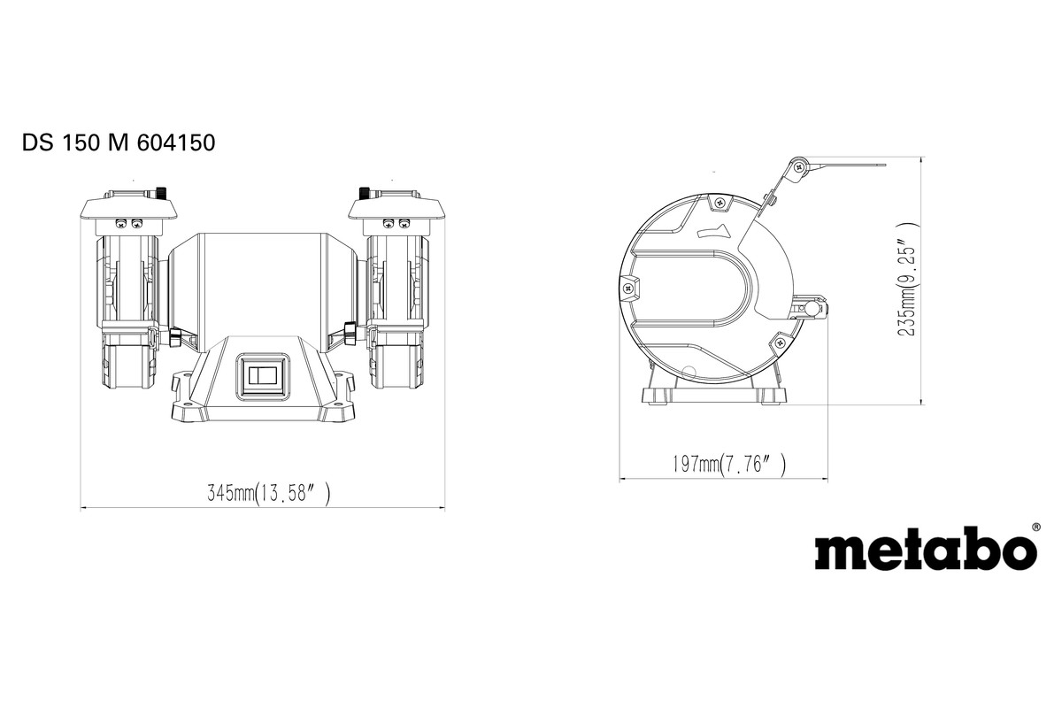 Thiết kế an toàn Máy Mài Để Bàn Metabo DS 150 M