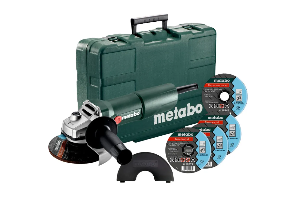 Bộ máy mài W 750-125 Set Ø125mm kèm vali, ba đĩa cắt inox và một đĩa mài
