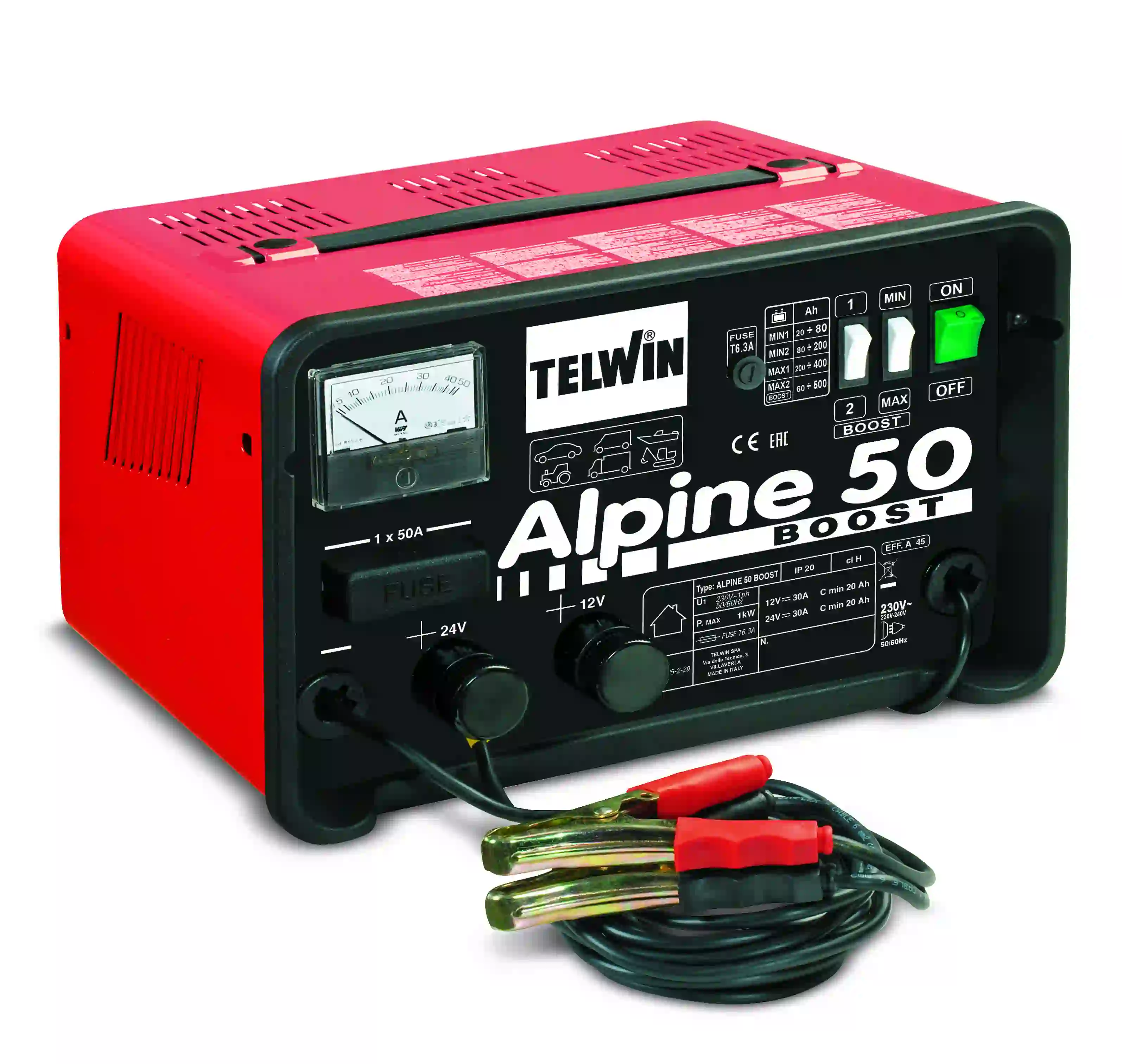 Dòng sạc 45A ALPINE 50 BOOST với điều khiển trực quan và cáp sạc tích hợp