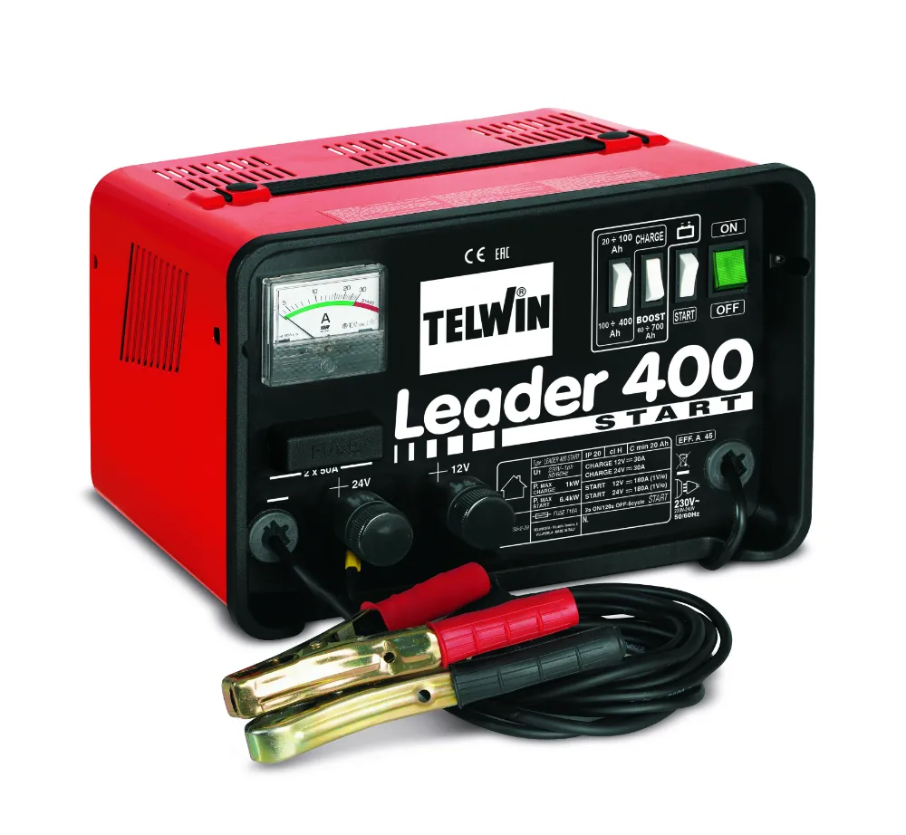 Máy sạc/khởi động LEADER 400 START nhỏ gọn với ampe kế và bộ chọn chế độ